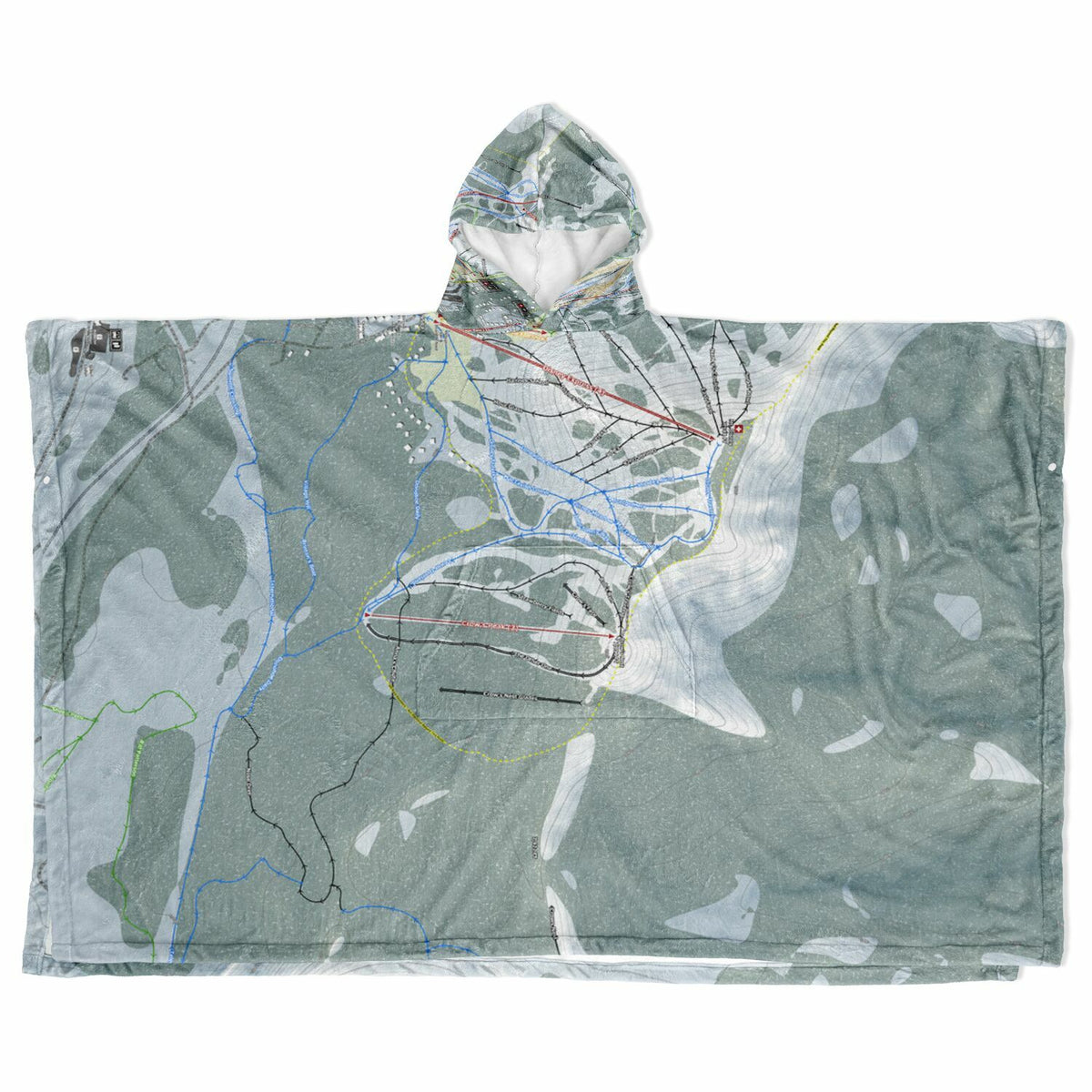 Sugar Bowl, California Ski Resort Map Flannel Blanket Poncho