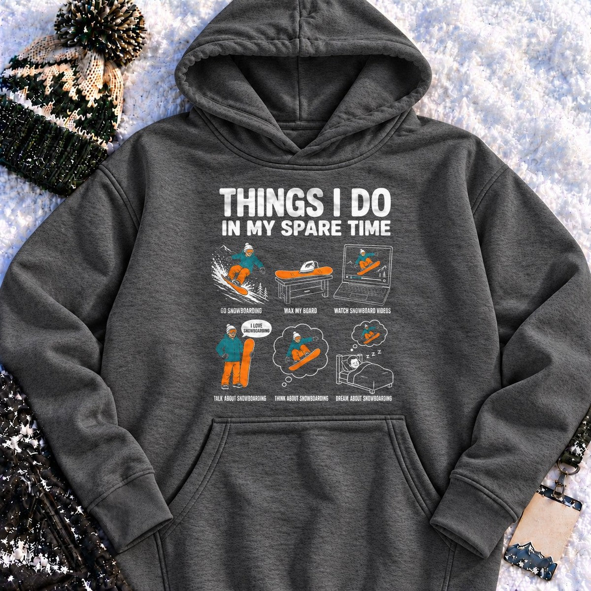 Spare Time Snowboarder - Hoodie (Charcoal Heather)