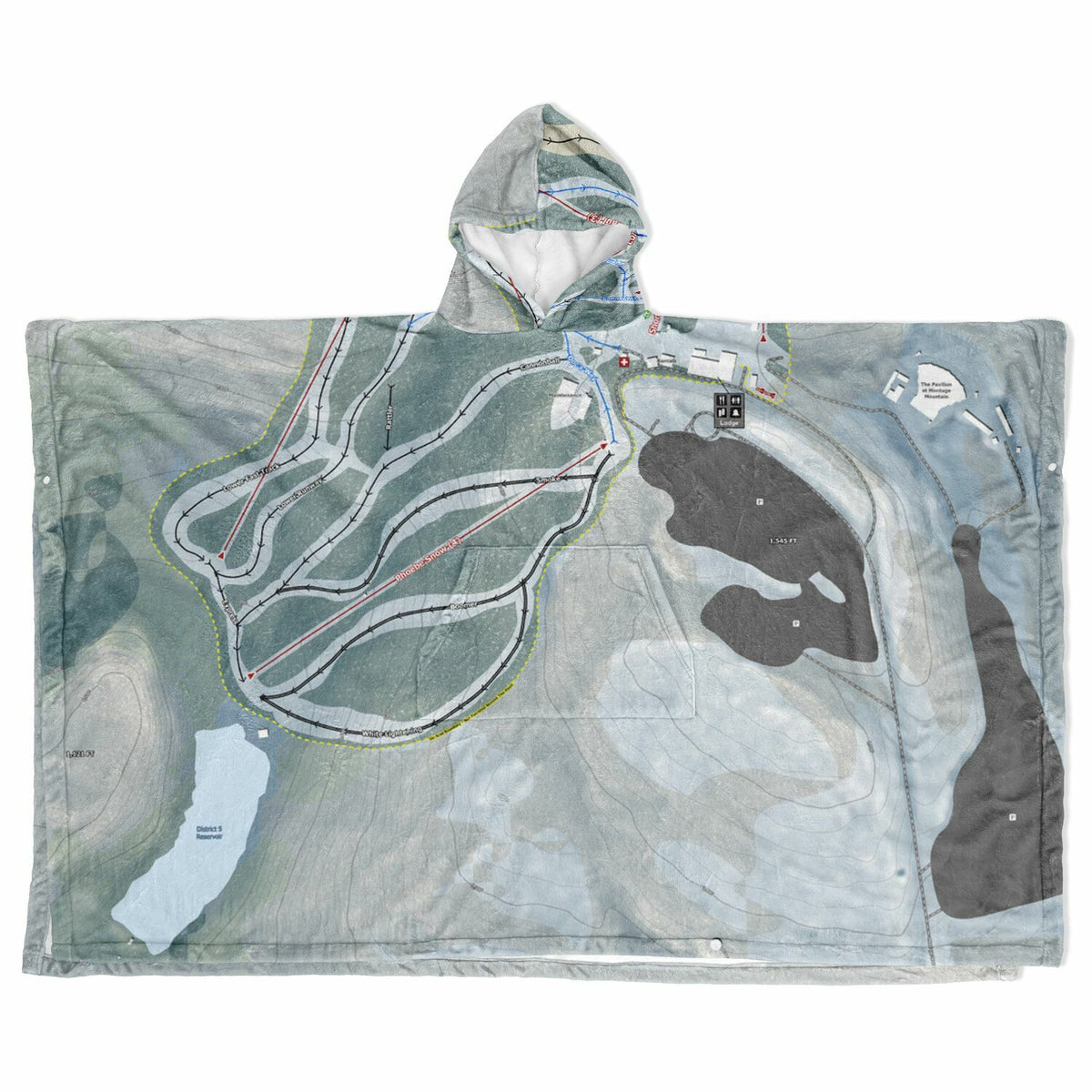 Montage Mountain, Pennsylvania Ski Resort Map Flannel Blanket Poncho