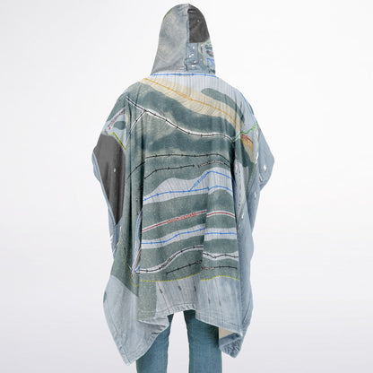 Snow Ridge, New York Ski Resort Map Flannel Blanket Poncho