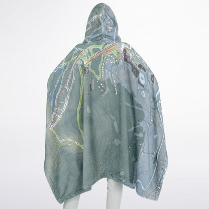Windham Mountain, New York Ski Resort Map Flannel Blanket Poncho