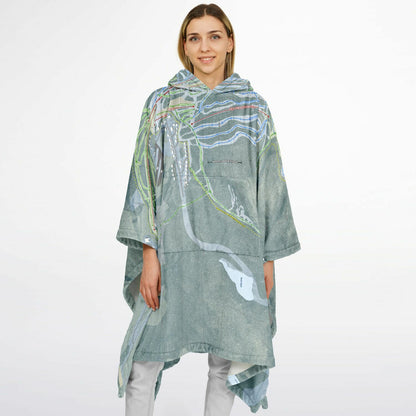 Saddleback Mountain, Maine Ski Resort Map Flannel Blanket Poncho