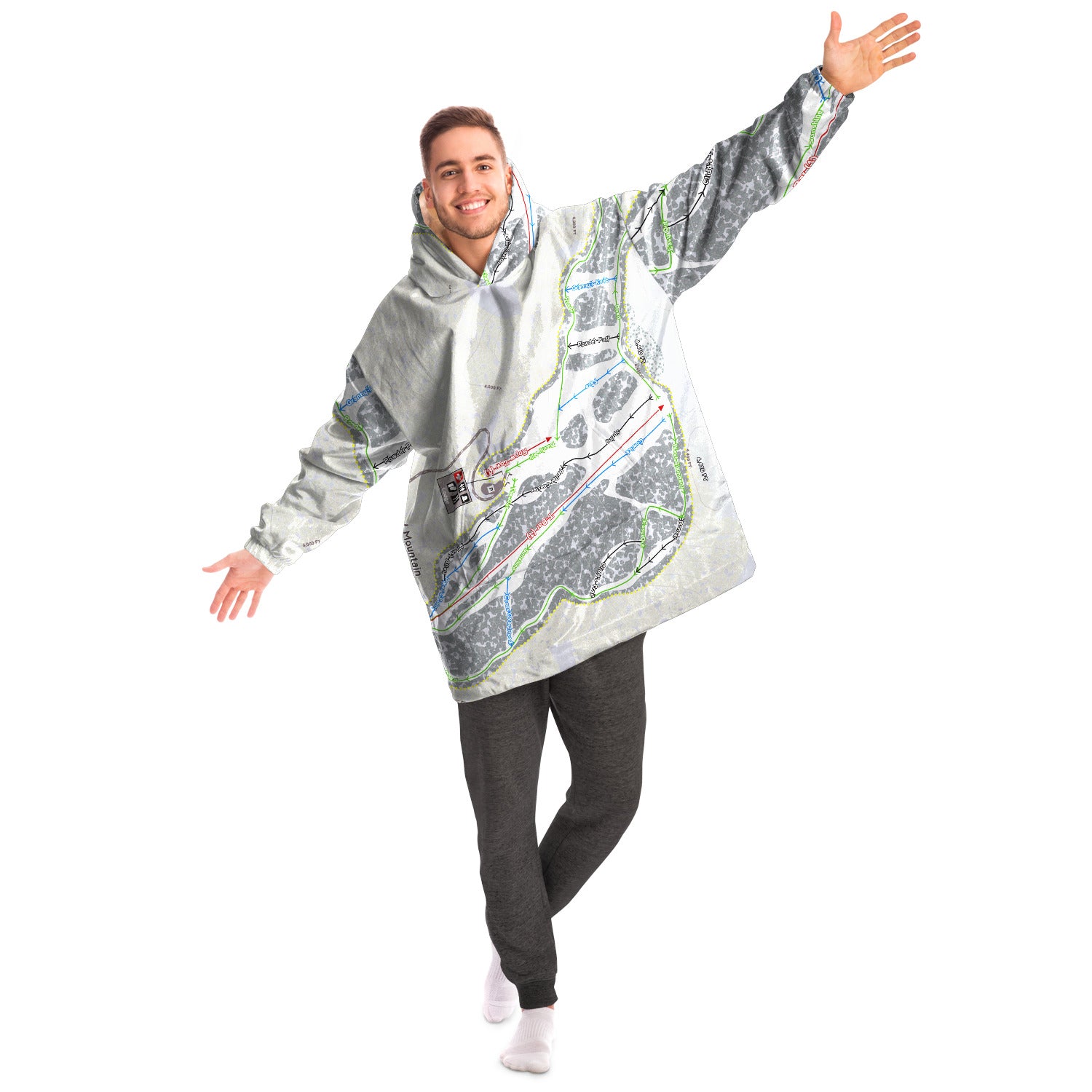 Bald Mountain, Idaho Ski Trail Map Snug Hoodie