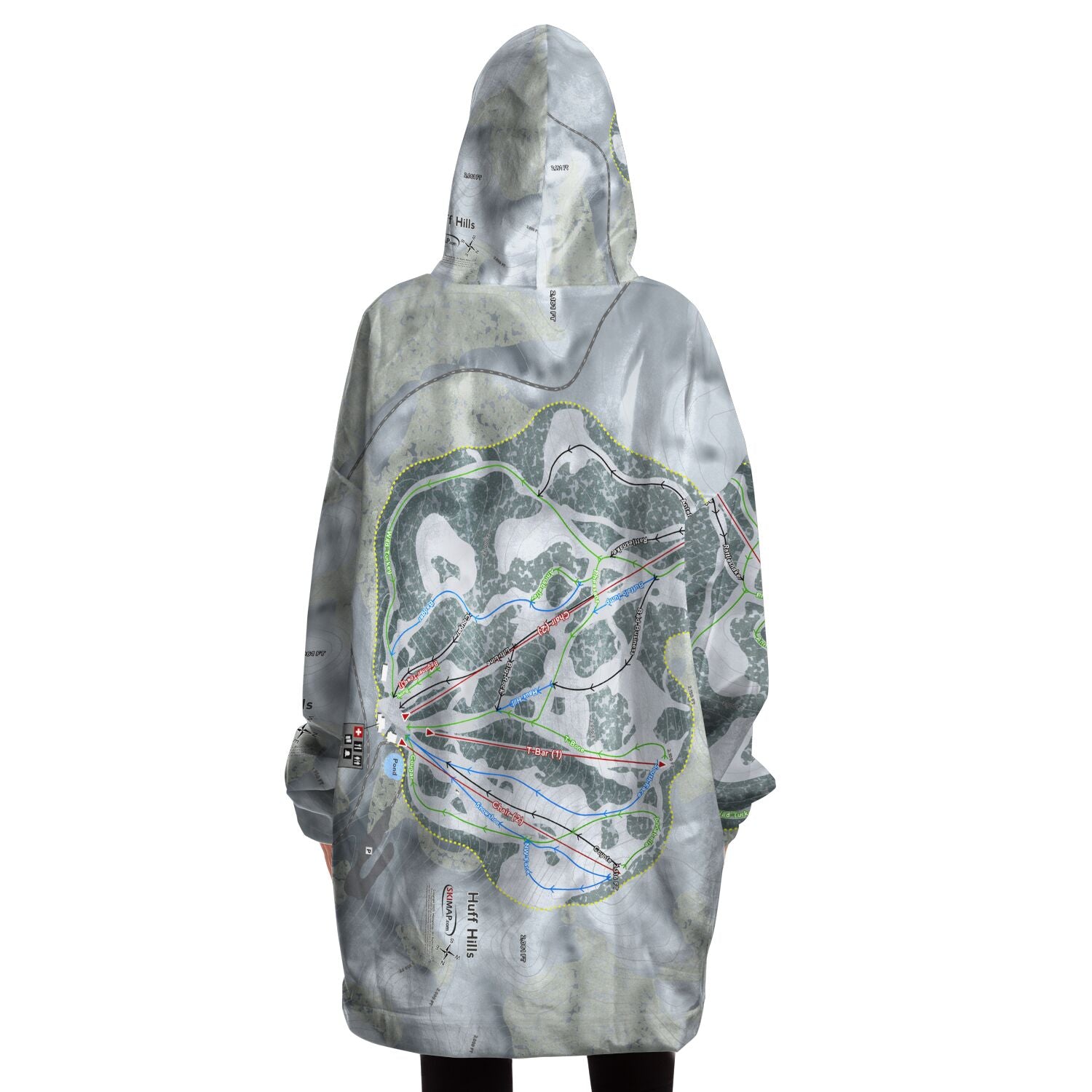 Huff Hills, North Dakota Ski Trail Map Snug Hoodie