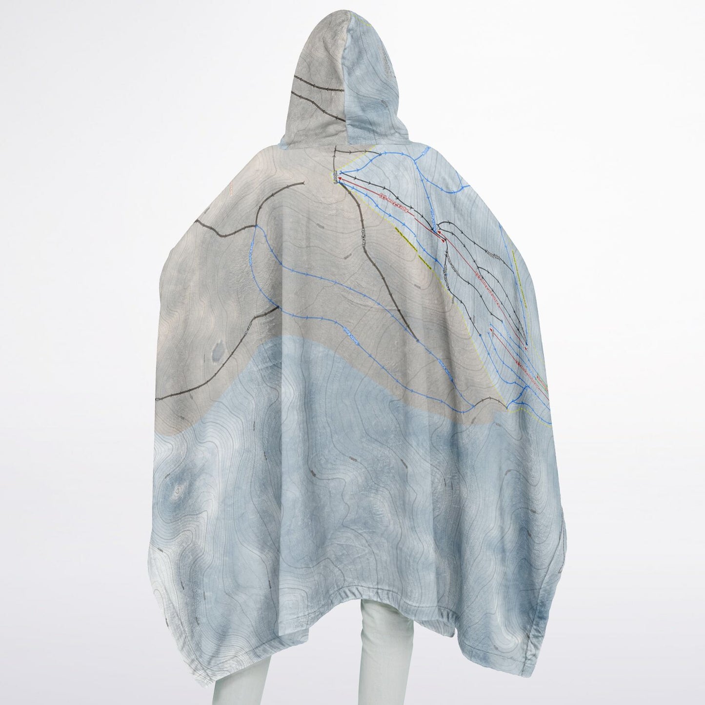Fox Peak, New Zealand Ski Resort Map Flannel Blanket Poncho - Powderaddicts