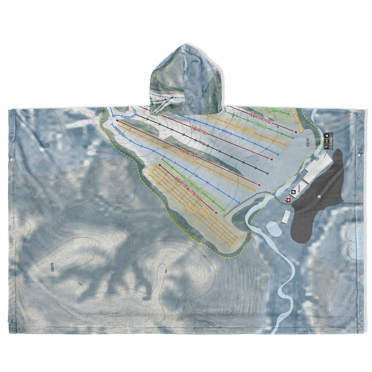 Cannonsburg, Michigan Ski Resort Map Flannel Blanket Poncho