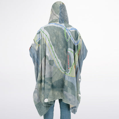 Blue Hills, Massachusetts Ski Resort Map Flannel Blanket Poncho