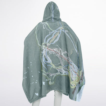 White Pass, Washington Ski Resort Map Flannel Blanket Poncho