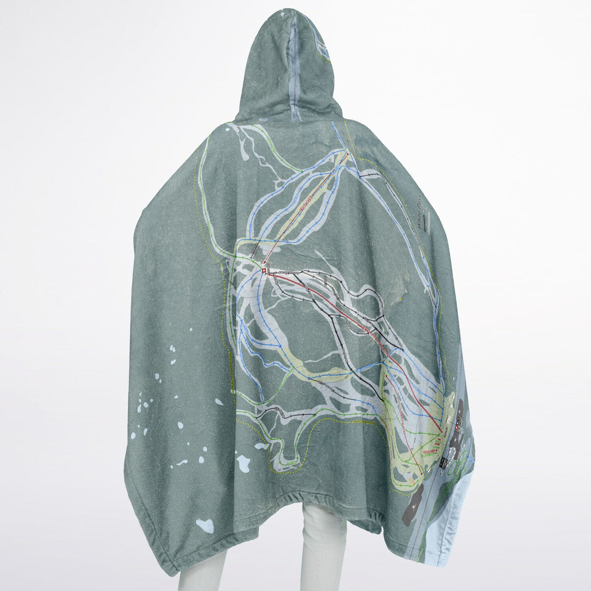 White Pass, Washington Ski Resort Map Flannel Blanket Poncho