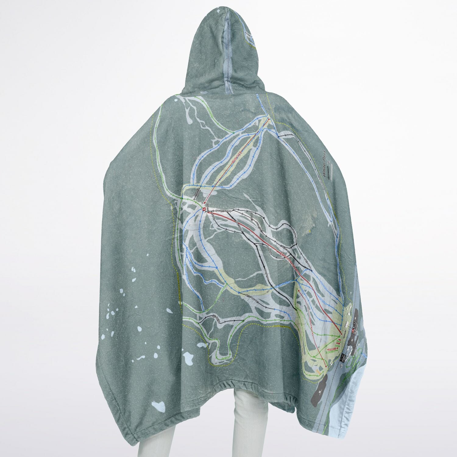 White Pass, Washington Ski Resort Map Flannel Blanket Poncho