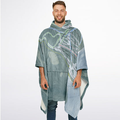 Mount Cain, British Columbia Ski Resort Map Flannel Blanket Poncho