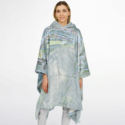 Mount Snow, Vermont Ski Resort Map Flannel Blanket Poncho