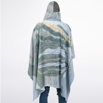 Snow Ridge, New York Ski Resort Map Flannel Blanket Poncho