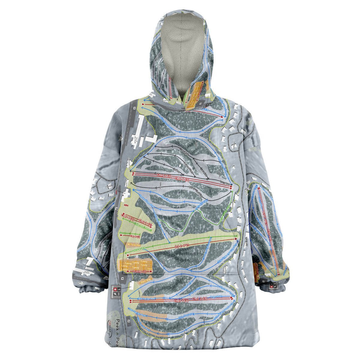 Peek'n Peak, New York Ski Trail Map Snug Hoodie