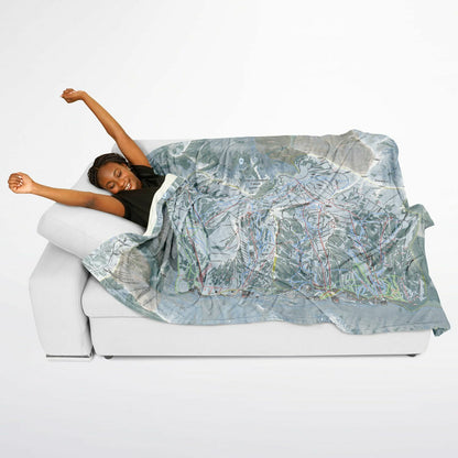 Little Cottonwood Canyon, Utah Ski Resort Map Flannel Blanket Poncho