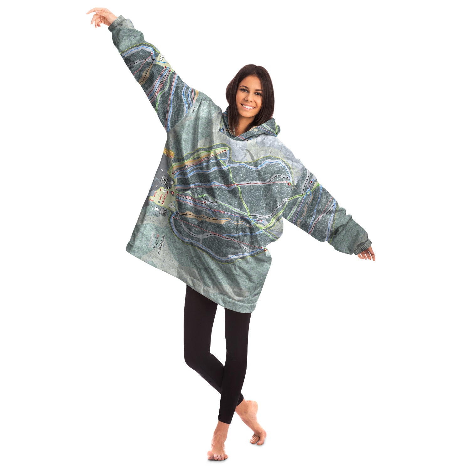 Ski Butternut, Massachusetts Ski Trail Map Snug Hoodie