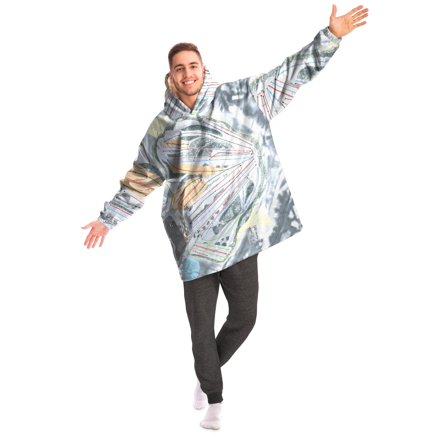 Mt Holly, Michigan Ski Trail Map Snug Hoodie