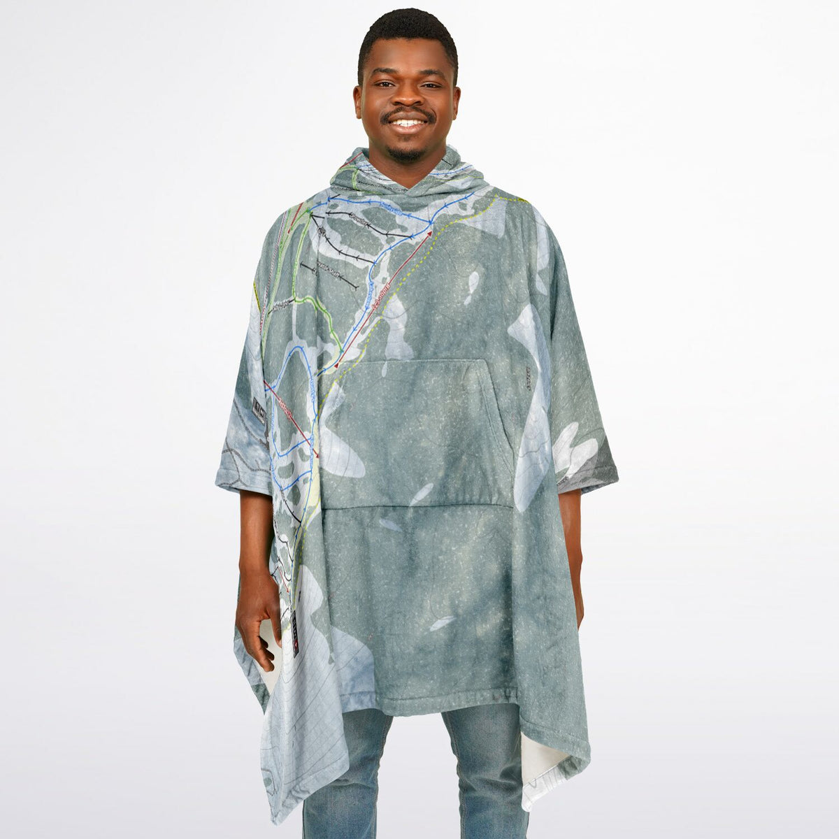 Diamond Peak, Nevada Ski Resort Map Flannel Blanket Poncho