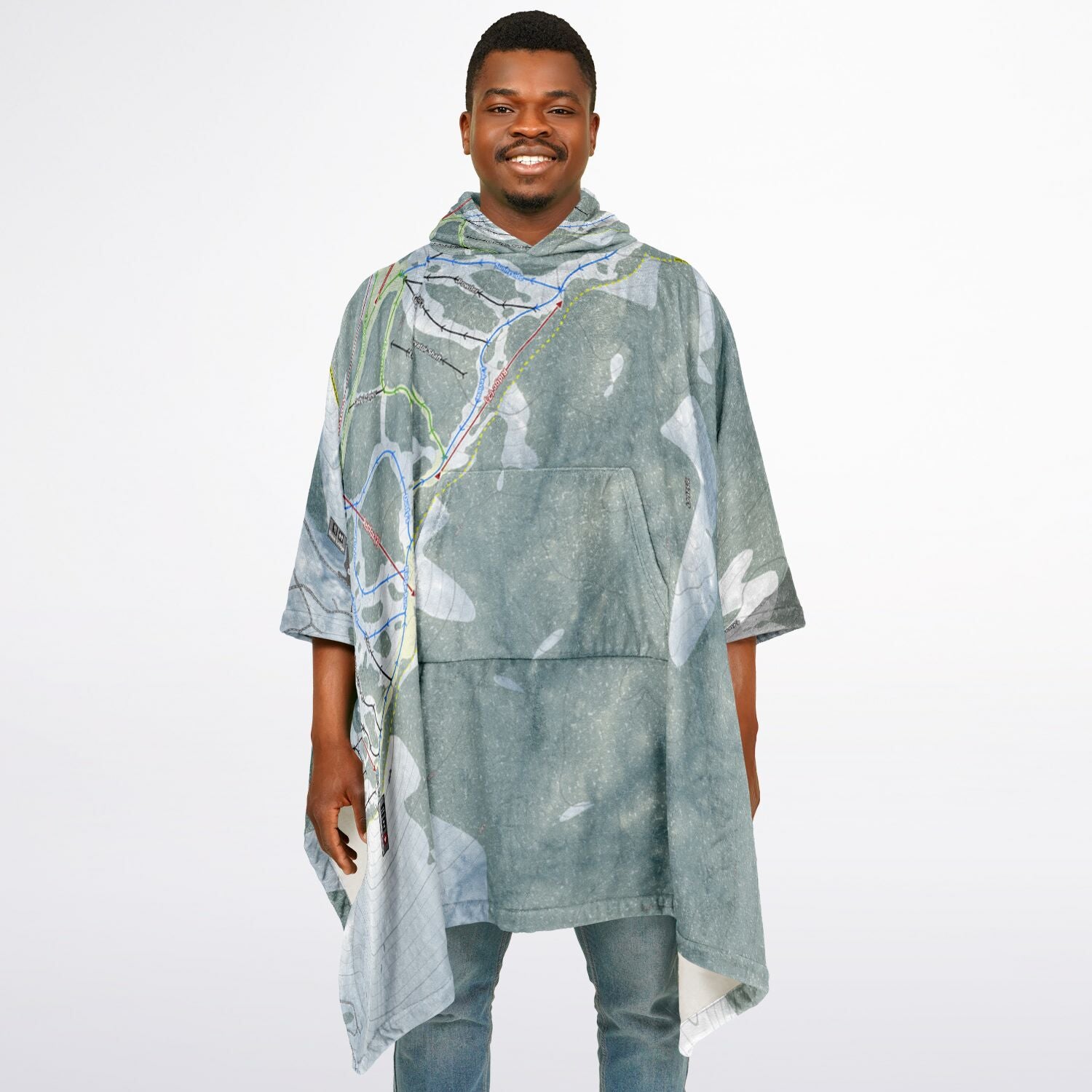 Diamond Peak, Nevada Ski Resort Map Flannel Blanket Poncho