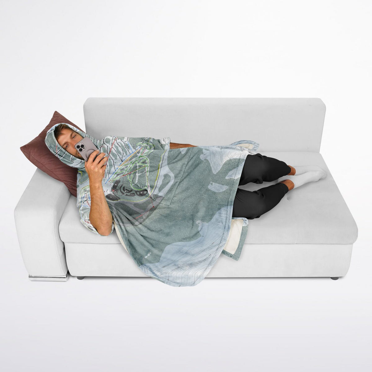 Mt Rose, Nevada Ski Resort Map Flannel Blanket Poncho