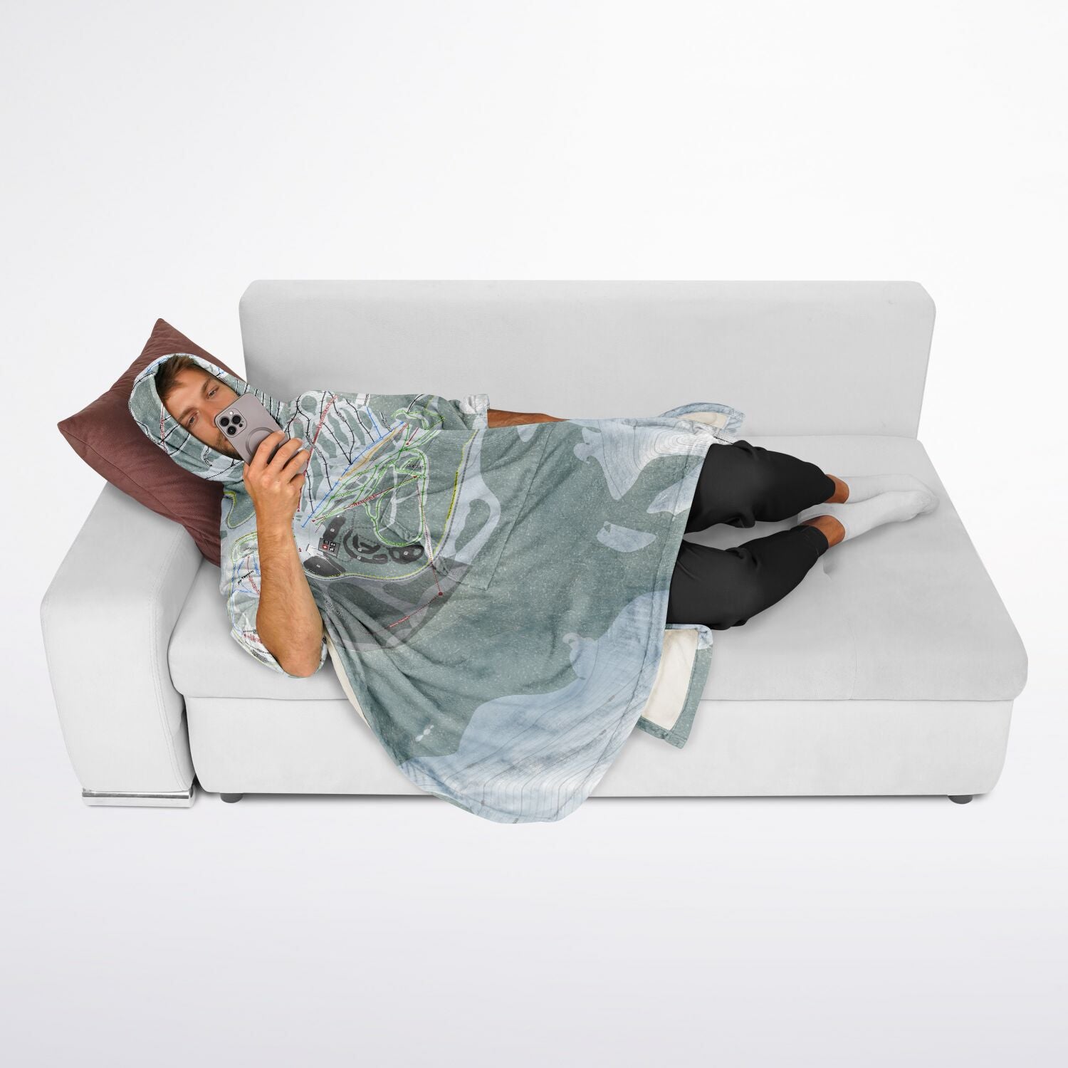 Mt Rose, Nevada Ski Resort Map Flannel Blanket Poncho