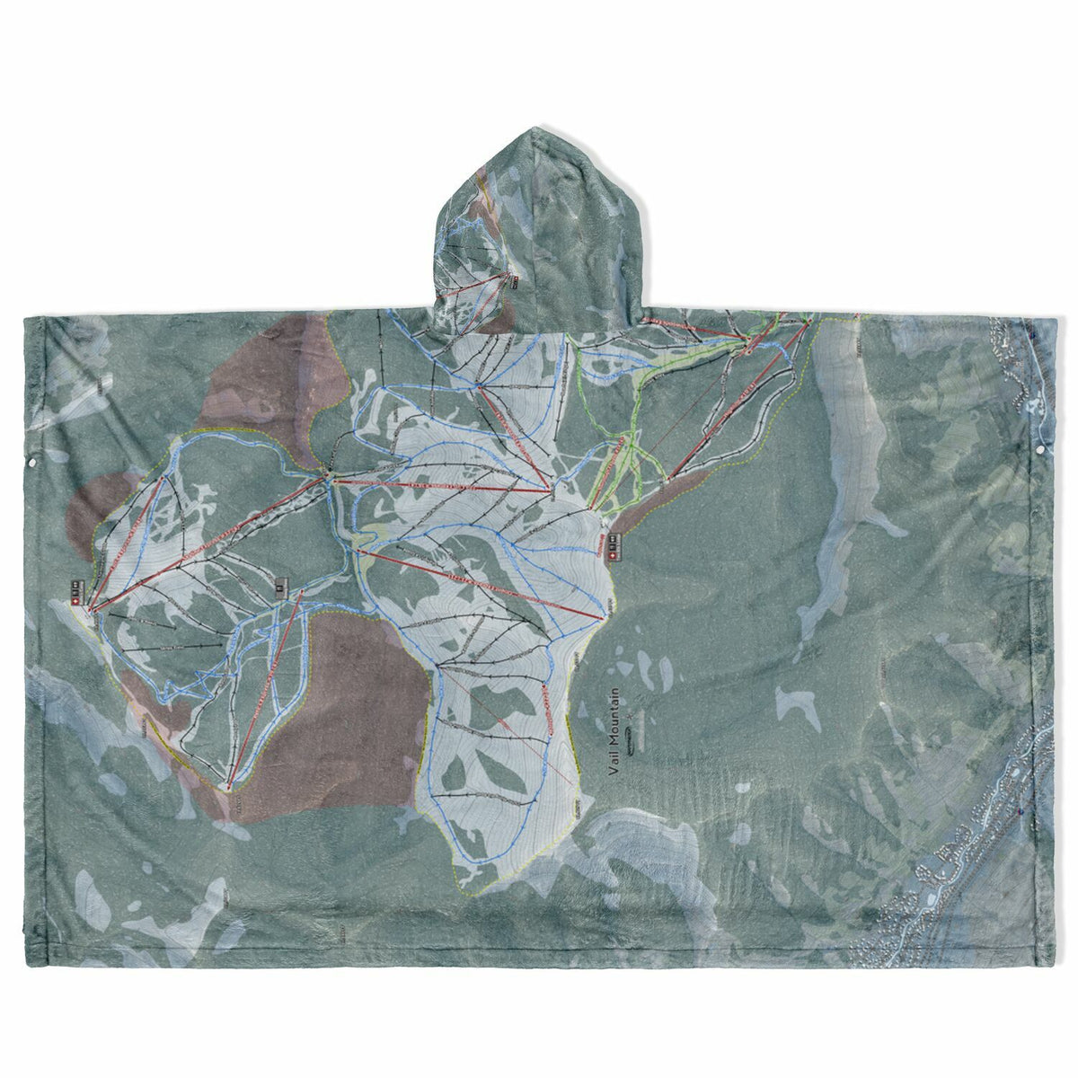 Vail, Colorado Ski Resort Map Flannel Blanket Poncho