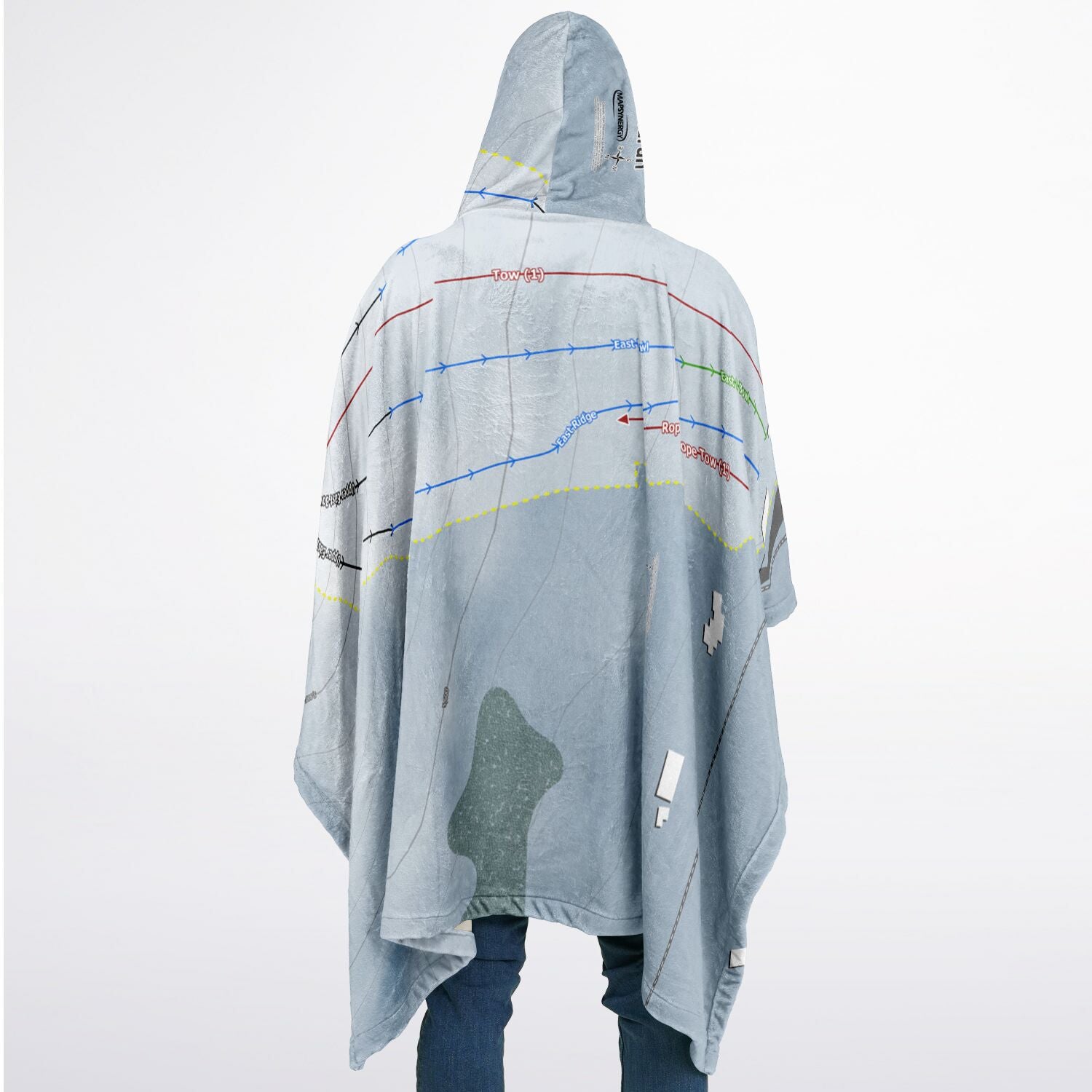 Rotarun, Idaho Ski Resort Map Flannel Blanket Poncho