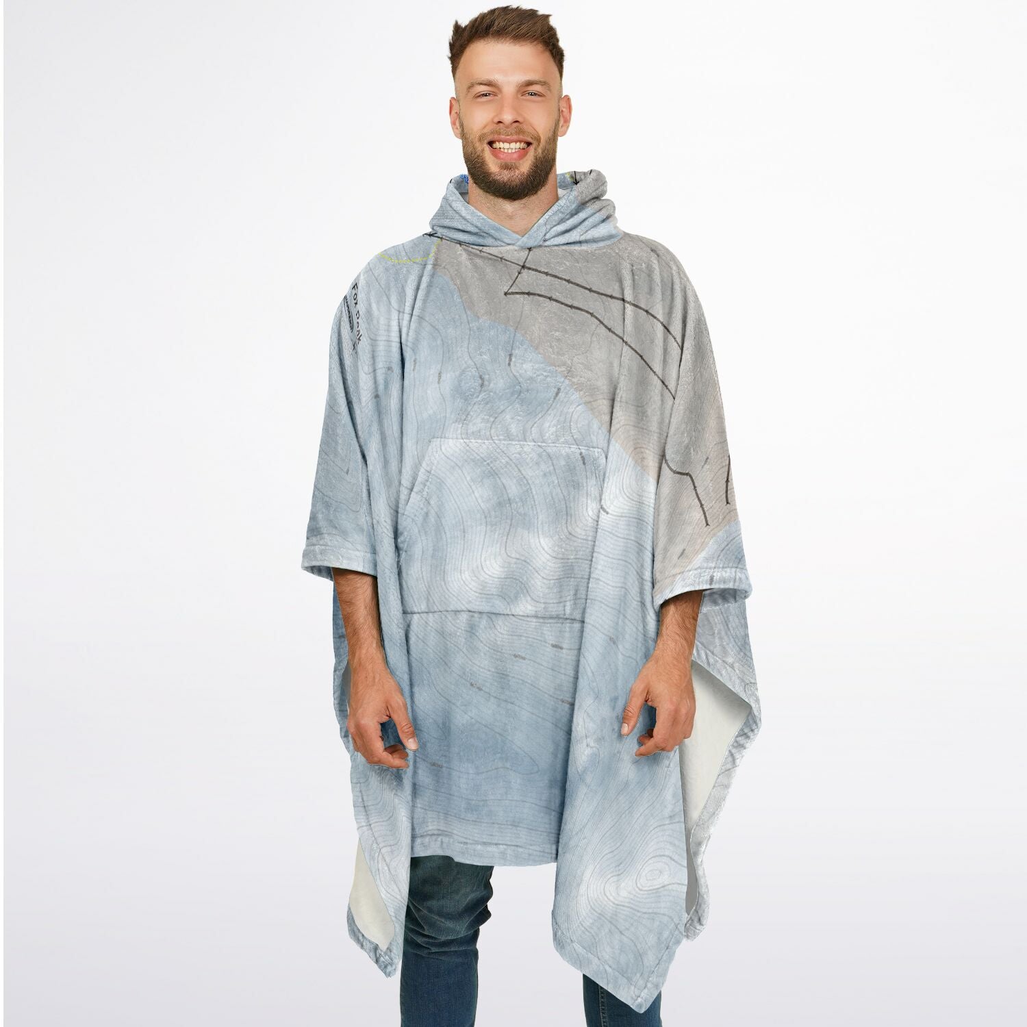 Fox Peak, New Zealand Ski Resort Map Flannel Blanket Poncho - Powderaddicts