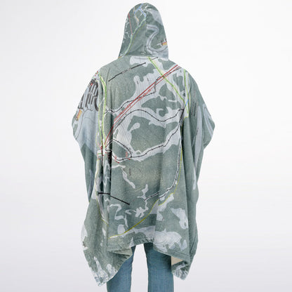 Sierra At Tahoe, California Ski Resort Map Flannel Blanket Poncho