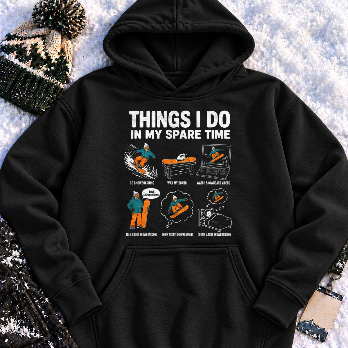 Spare Time Snowboarder - Hoodie (Black)