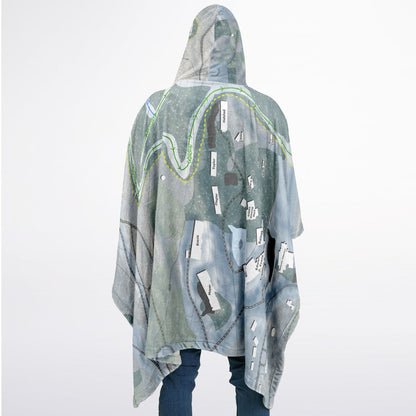 Easton Ski Area, Massachusetts Ski Resort Map Flannel Blanket Poncho