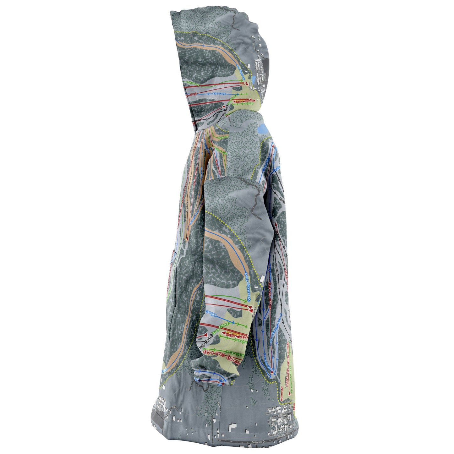 Snow Summit, California Ski Trail Map - Snug Hoodie - Powderaddicts