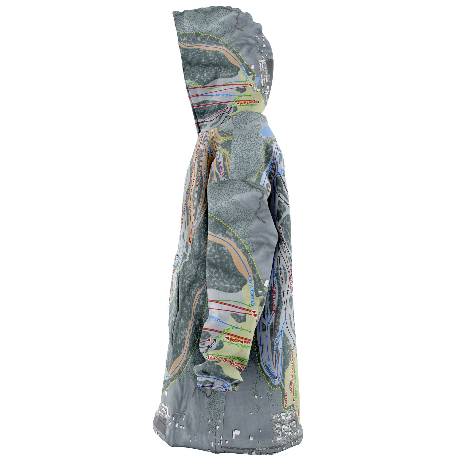 Snow Summit, California Ski Trail Map - Snug Hoodie - Powderaddicts