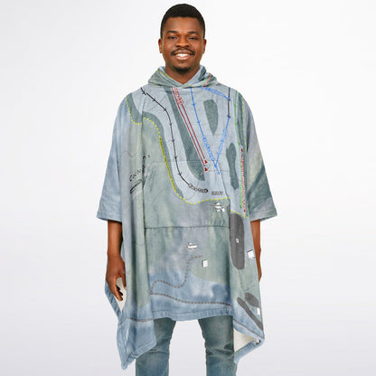Cochrans, Vermont Ski Resort Map Flannel Blanket Poncho