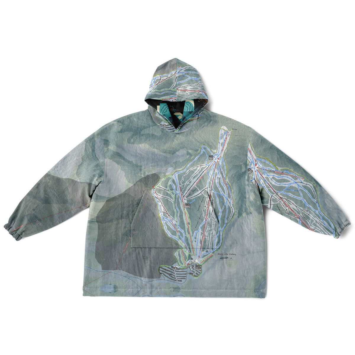 Waterville Valley, New Hampshire Ski Resort Map Reversible Snug Hoodie