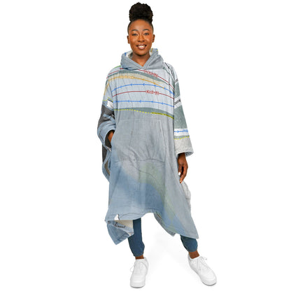 Ski Ward, Massachusetts Ski Resort Map Flannel Blanket Poncho