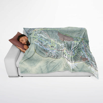 Taos, New Mexico Ski Resort Map Flannel Blanket Poncho