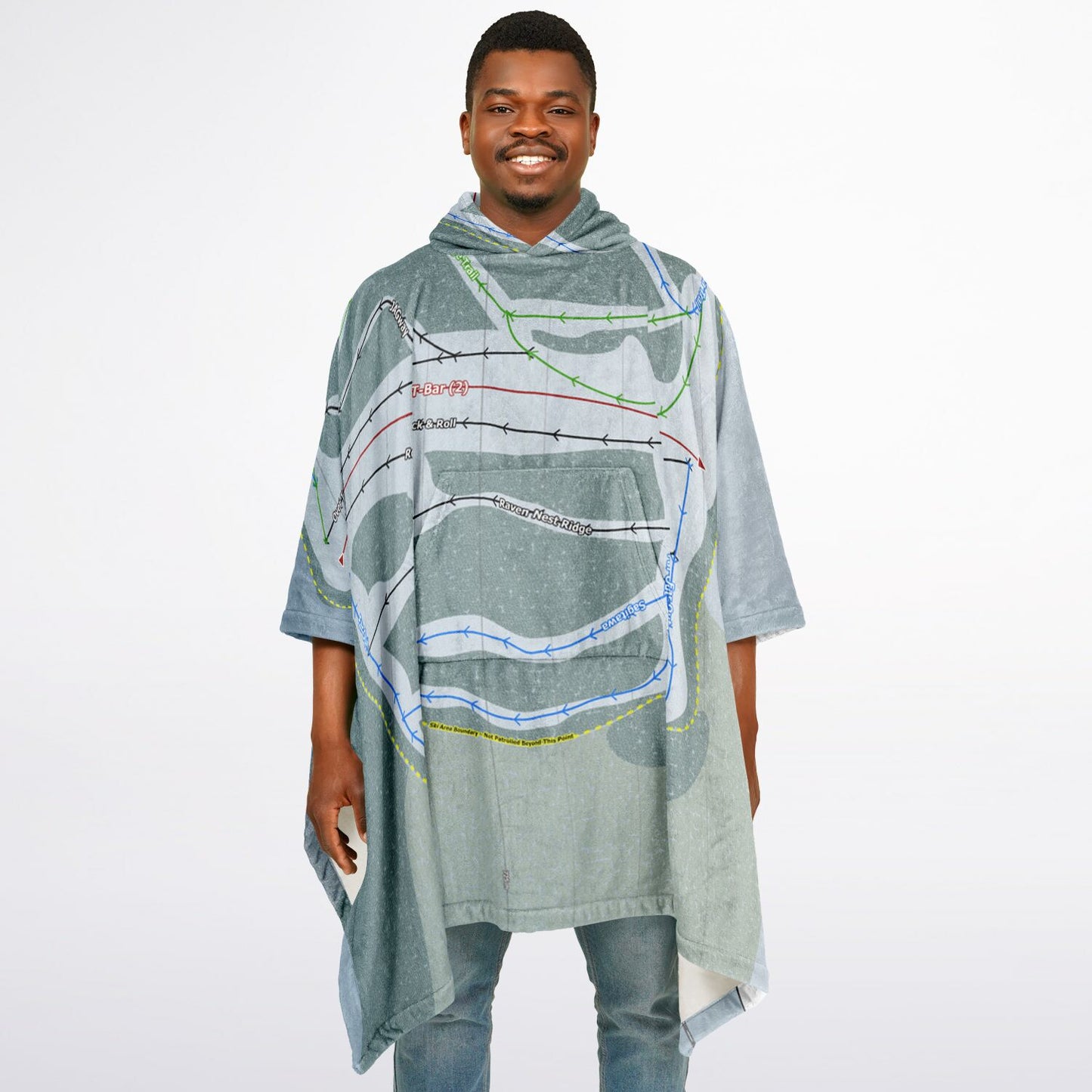 Eastlink Park, Alberta Ski Resort Map Flannel Blanket Poncho