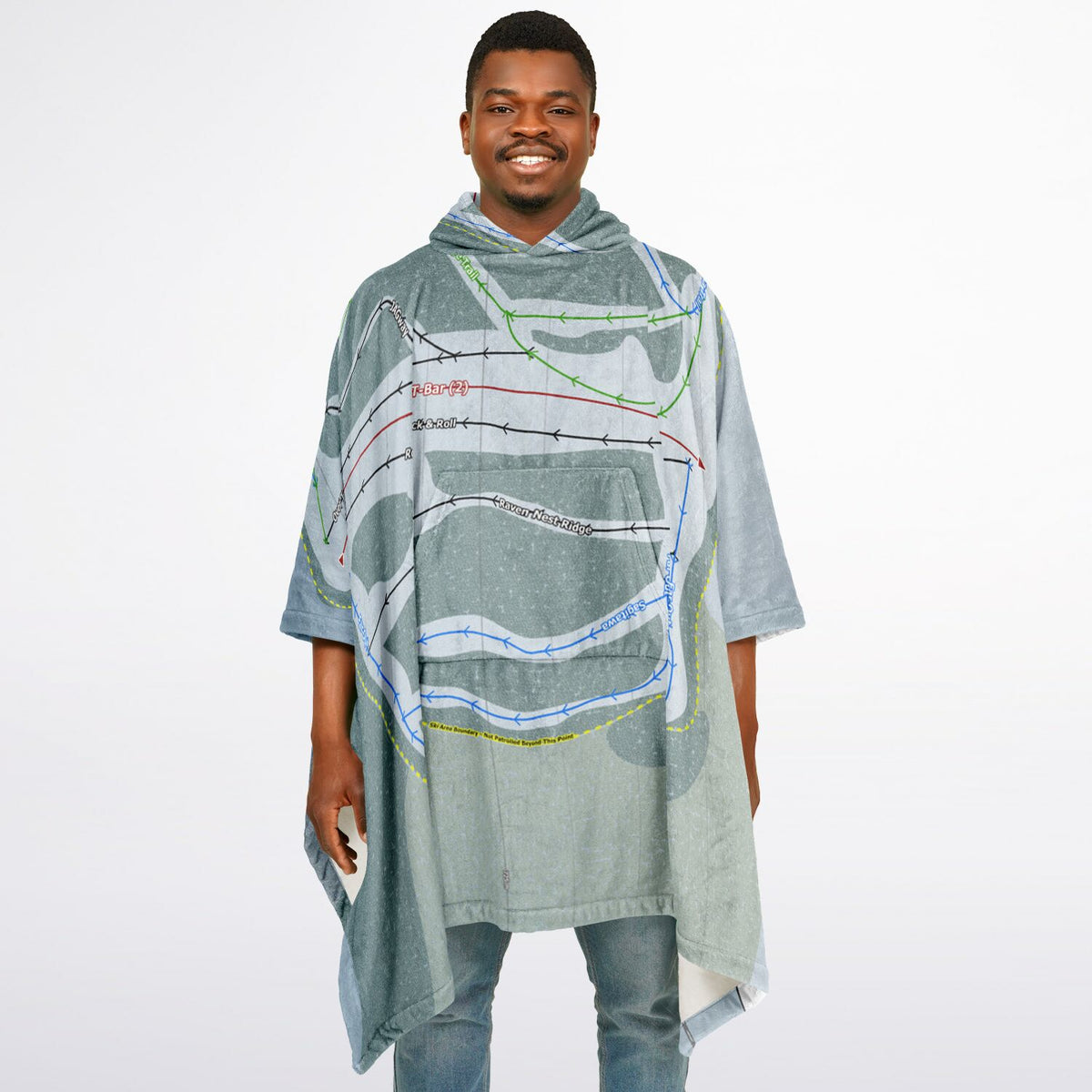 Eastlink Park, Alberta Ski Resort Map Flannel Blanket Poncho