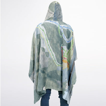 Blue Hills, Massachusetts Ski Resort Map Flannel Blanket Poncho