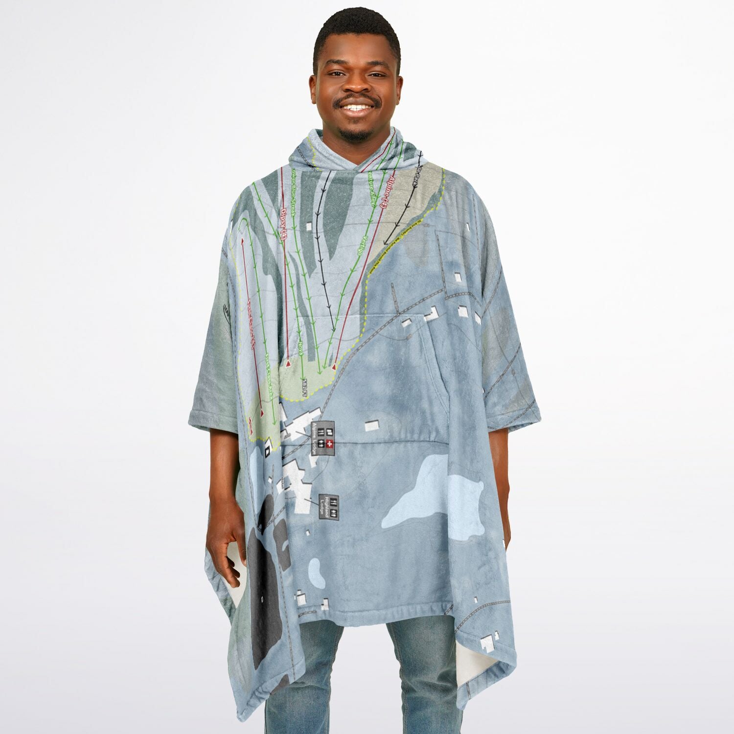 Liberty Mountain, Pennsylvania Ski Resort Map Flannel Blanket Poncho