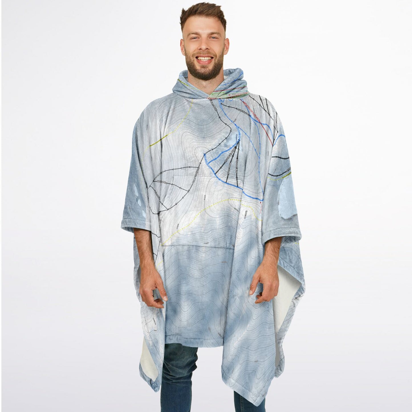 The Remarkables, New Zealand Ski Resort Map Flannel Blanket Poncho - Powderaddicts
