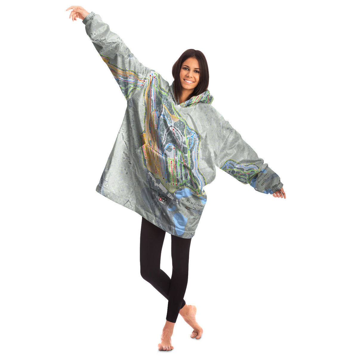 Bear Creek, Pennsylvania Ski Trail Map Snug Hoodie