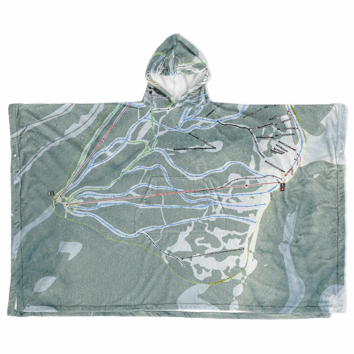 Lost Trail, Montana Ski Resort Map Flannel Blanket Poncho