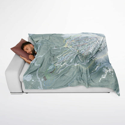 Mt Hood Meadows, Oregon Ski Resort Map Flannel Blanket Poncho