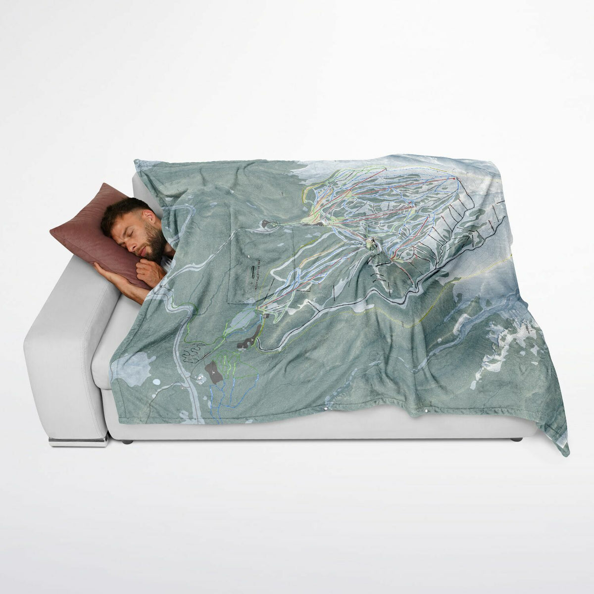 Mt Hood Meadows, Oregon Ski Resort Map Flannel Blanket Poncho