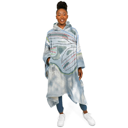 Alpine Valley, Michigan Ski Resort Map Flannel Blanket Poncho