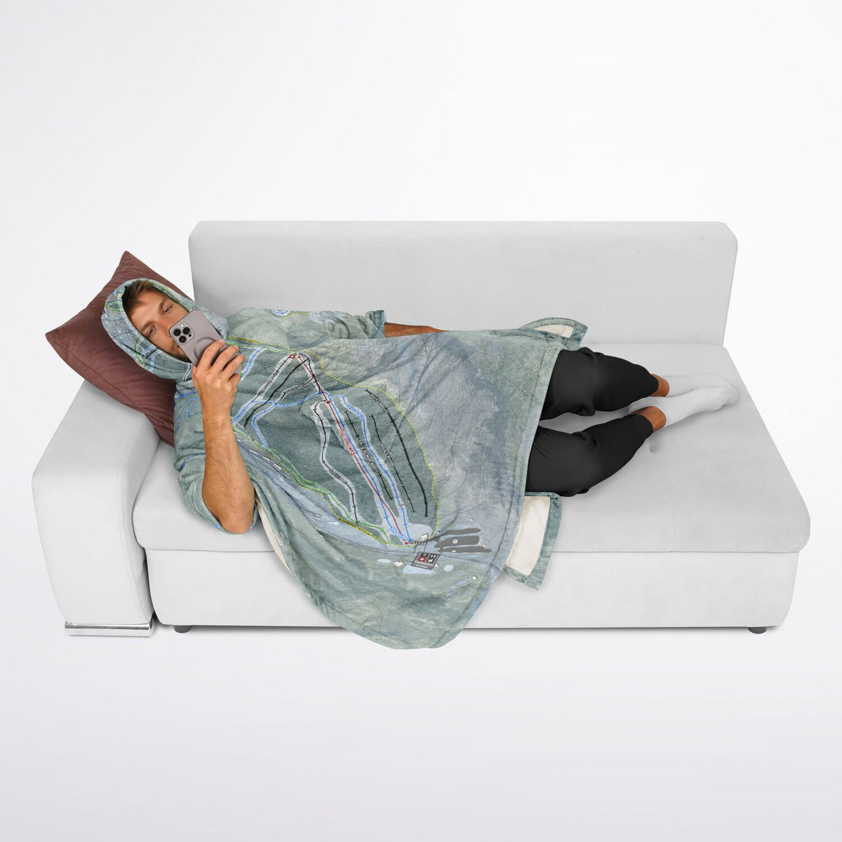 Bolton Valley, Vermont Ski Resort Map Flannel Blanket Poncho