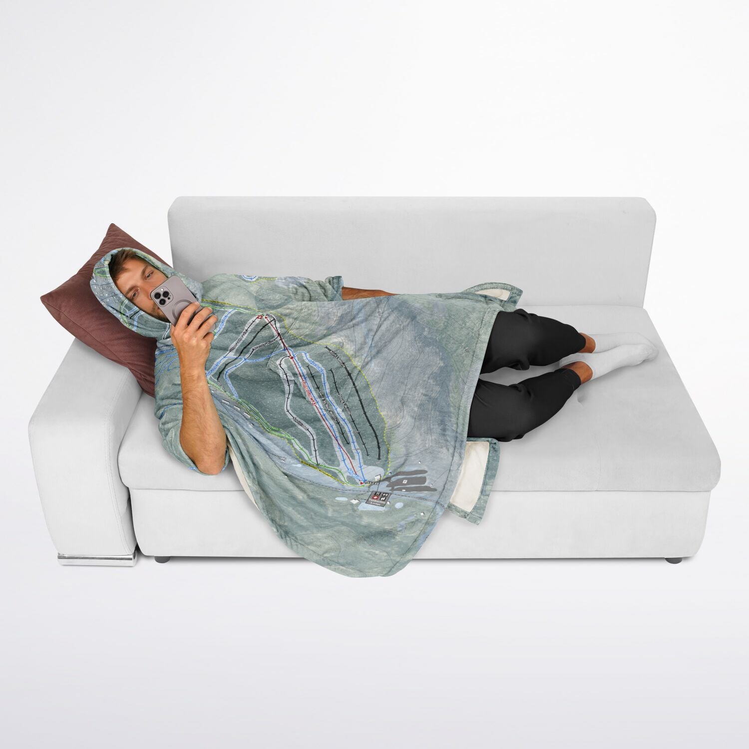 Bolton Valley, Vermont Ski Resort Map Flannel Blanket Poncho