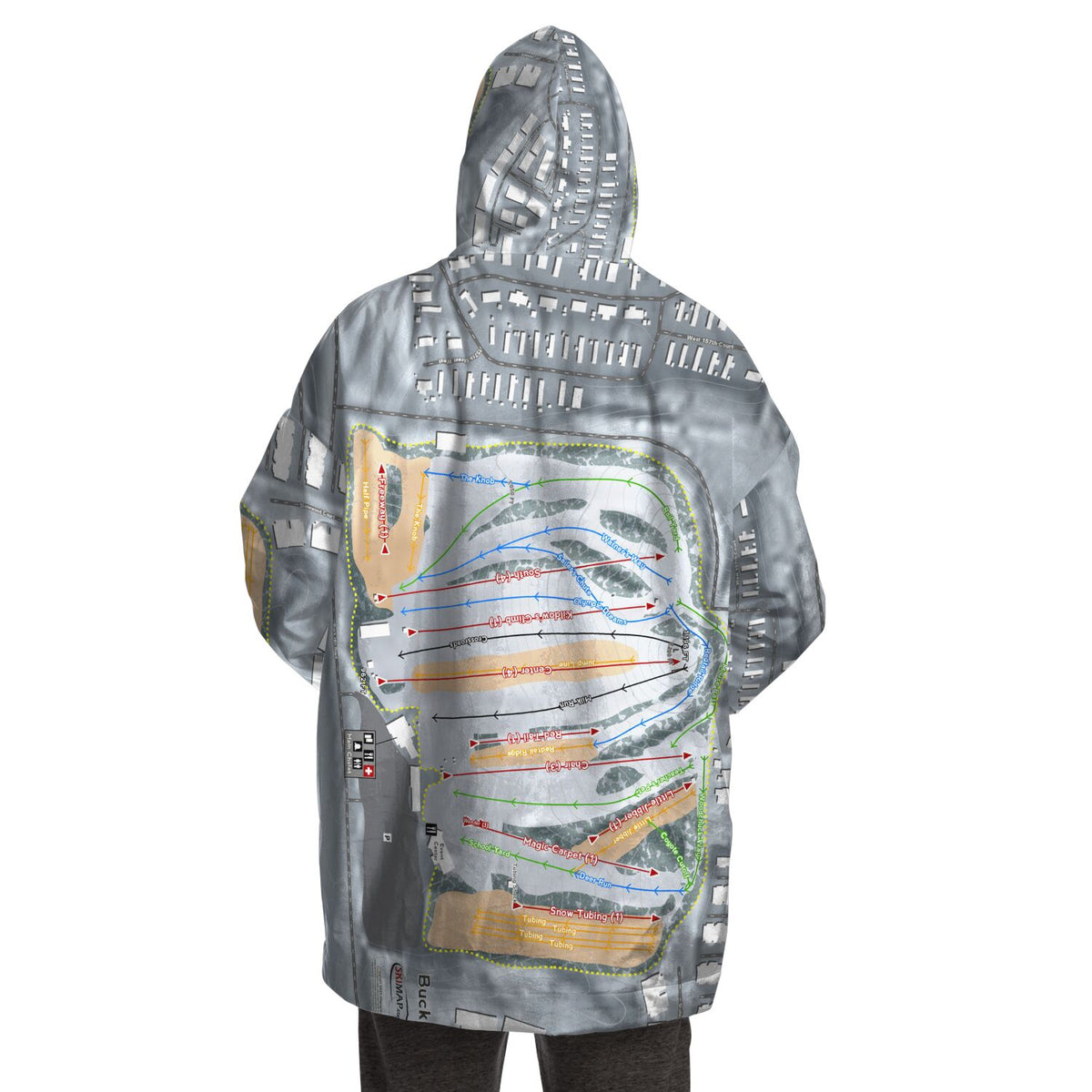 Buck Hill, Minnesota Ski Trail Map Snug Hoodie - Powderaddicts